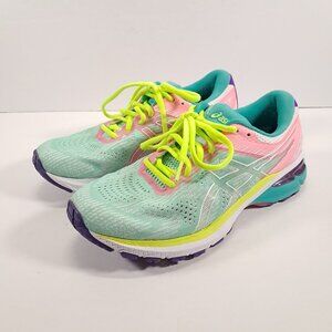 Asics GT-2000 Athletic Shoes Women 8 Green Pink Running 1012A803 Sneakers